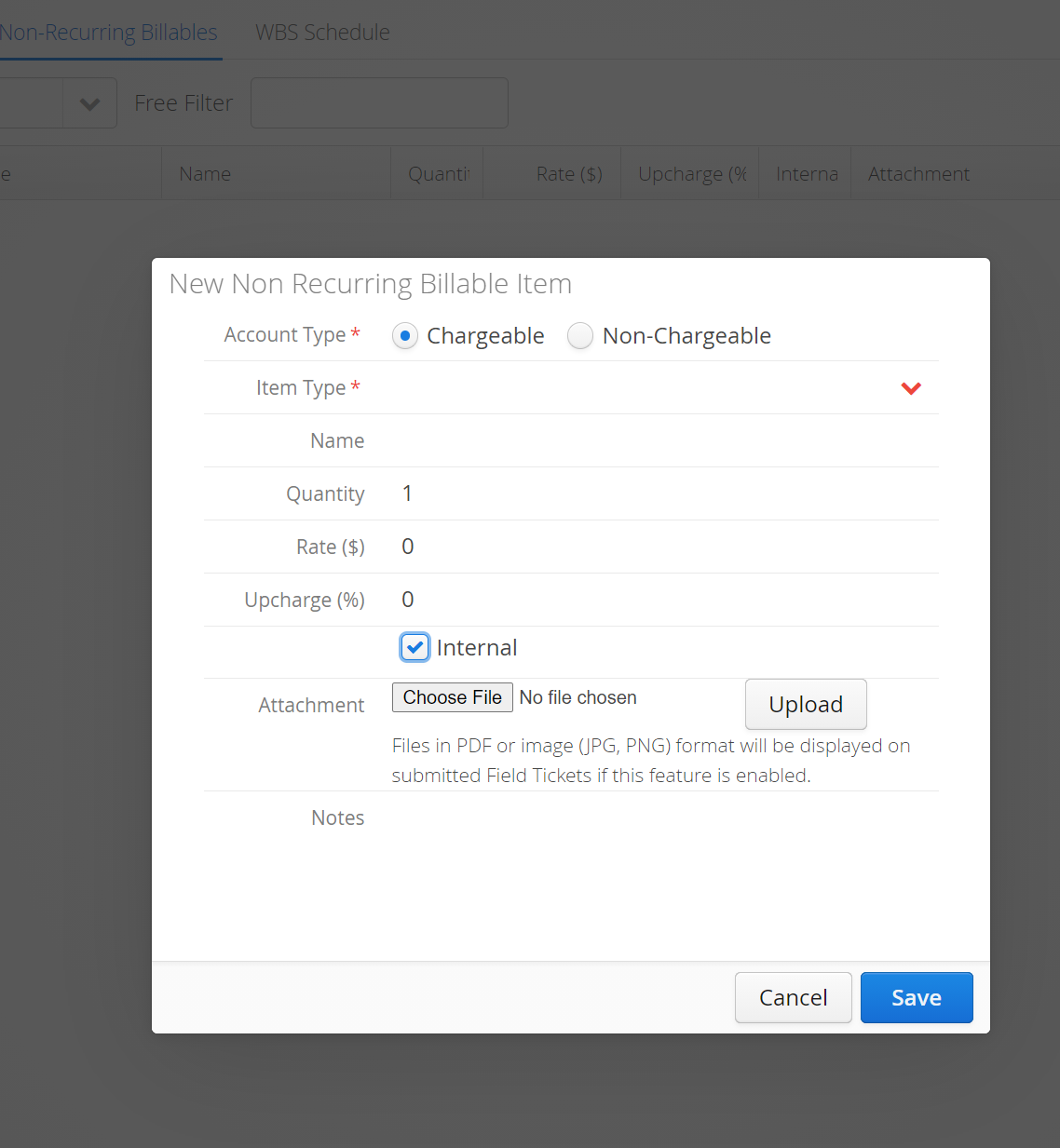 Non Recurring Billable details